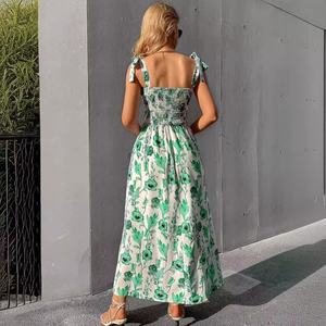 Robes longues décontractées sans manches à col halter, style bohème vintage ethnique à imprimé floral, de qualité supérieure, personnalisées pour femmes - Product Image 6