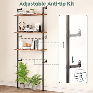 Étagère de rangement à 3 niveaux en métal brun rustique, à placer au-dessus des toilettes, pour salle de bain, cuisine, design personnalisable - Product Image 5