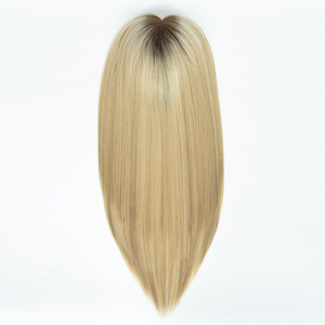 Top europeo cabello humano Topper Color Rubio Clip en pieza <span class=keywords><strong>de</strong></span> cabello judío Kosher Topper 9 "* 9" Base <span class=keywords><strong>de</strong></span> seda tupé para mujeres - Product Image 6