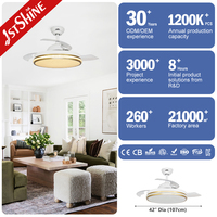 Ventilateur de plafond rétractable 1stshine 220v, design élégant et discret, économie d'énergie, faible consommation d'énergie, 6 vitesses, flux d'air puissant