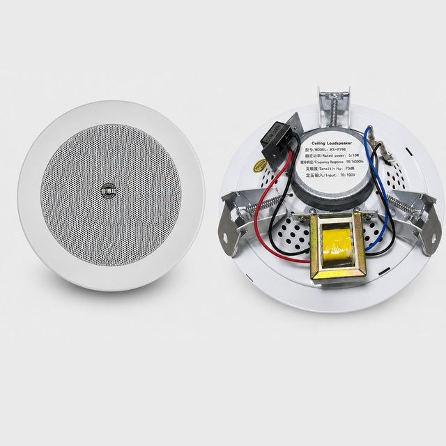 100V 6.5 Inch Metal Ceiling Speakers Passive 10W for Commercial PA Background Music Public Address Office Hotel Restaurant