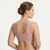 Soutiens-gorge sans fil en soie glacée sans couture pour femmes, à fermeture avant, 4 couleurs, 6 rangées, bord ondulé sans trace, col en V, pour usage quotidien