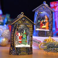 Dessin animé décorations de noël rempli d'eau cocotier maison veilleuse intérieur atmosphère lumineuse ornements pour décor