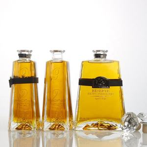 Venta al por mayor logotipo personalizado forma cuadrada 750ml claro lujo vino whisky <span class=keywords><strong>vodka</strong></span> Ron Ginebra tequila botella de vidrio con tapa de corcho - Product Image 5