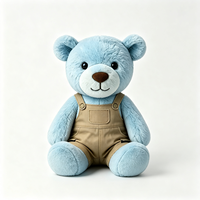 Adorable Ours en Peluche Bleu avec Salopette Cargo Kaki – Mignonne Poupée Ours Rembourrée, Compagnon Doux en Peluche, Jouet Animal en Peluche