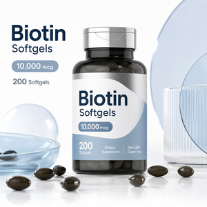 Capsule de biotine en gélule souple certifiée végane de qualité supérieure, complexe de kératine et d'acide hyaluronique à 99 % de pureté, personnalisable pour les cheveux et les ongles - Product Image 4