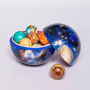 Ornement sphérique en bois créatif, système solaire, huit planètes, design astronaute - Product Image 1