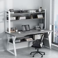 Bureau moderne simple avec étagère intégrée Bureau d'étude pour l'écriture à domicile Bureau d'ordinateur moderne Rangement de bureau en métal