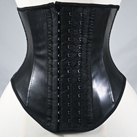 Corset serre-taille avant court et arrière long en latex, ceinture de maintien ferme pour le ventre, grande taille, noir gothique