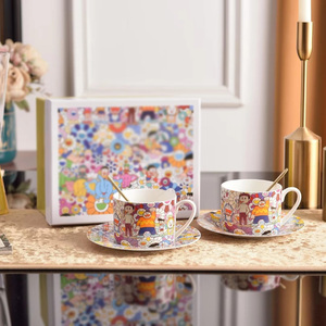High Quality Luxury Bone China Coffee Mug <b>Teacup</b> Cartoon Ceramic Modern Tea Cup <b>and</b> <b>Saucer</b> Sets for Wedding - Product Image 5