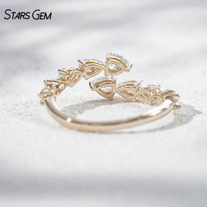 StarsGem Anillo Unisex de Oro Sólido de 10K con Baño de Rodio, Diamante Cultivado en Laboratorio de 0.87CTW, Corte Marquesa Graduado, Frente Abierto, para Aniversario - Product Image 3