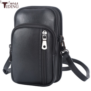 Tiding Men's Genuine Leather Crossbody <b>Bag</b> 7 Inch Solid Color Casual Phone <b>Bag</b> Unisex Summer 2024 - Product Image 1