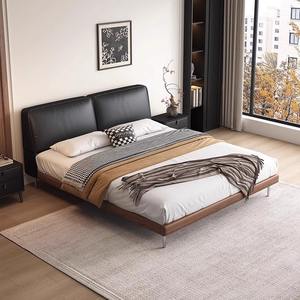 Muebles de <span class=keywords><strong>dormitorio</strong></span> de madera de lujo modernos de estilo nórdico, camas suaves con funda, marco de cama doble tamaño king, diseños de <span class=keywords><strong>matrimonio</strong></span> 2025 - Product Image 4