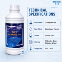 Encre d'impression DTF professionnelle 1000ml CMYK Blanc pour la décoration de vêtements, le transfert sur film PET pour T-shirts et la production commerciale