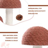Griffoir pour chat interactif moderne et écologique, style champignon, hauteur réglable, avec balle jouet, emballé en carton