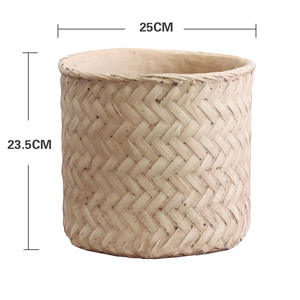 Cesto Portafiori in Cemento Intrecciato Effetto Bambù Ecologico 3-6L Moderno Vaso per Fiori da Interno Stile Pastorale - Product Image 6