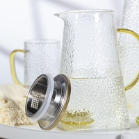 Carafe à eau froide en verre, grande capacité, en borosilicate haute résistance, transparente, texture martelée, design moderne, pour la maison