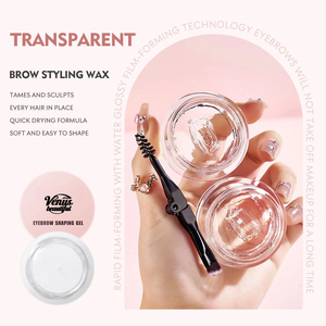 Cire <span class=keywords><strong>Gel</strong></span> Fixatrice Naturelle Minérale Végétalienne Imperméable à Tenue Forte pour <span class=keywords><strong>Sourcils</strong></span> avec Applicateur - Product Image 4