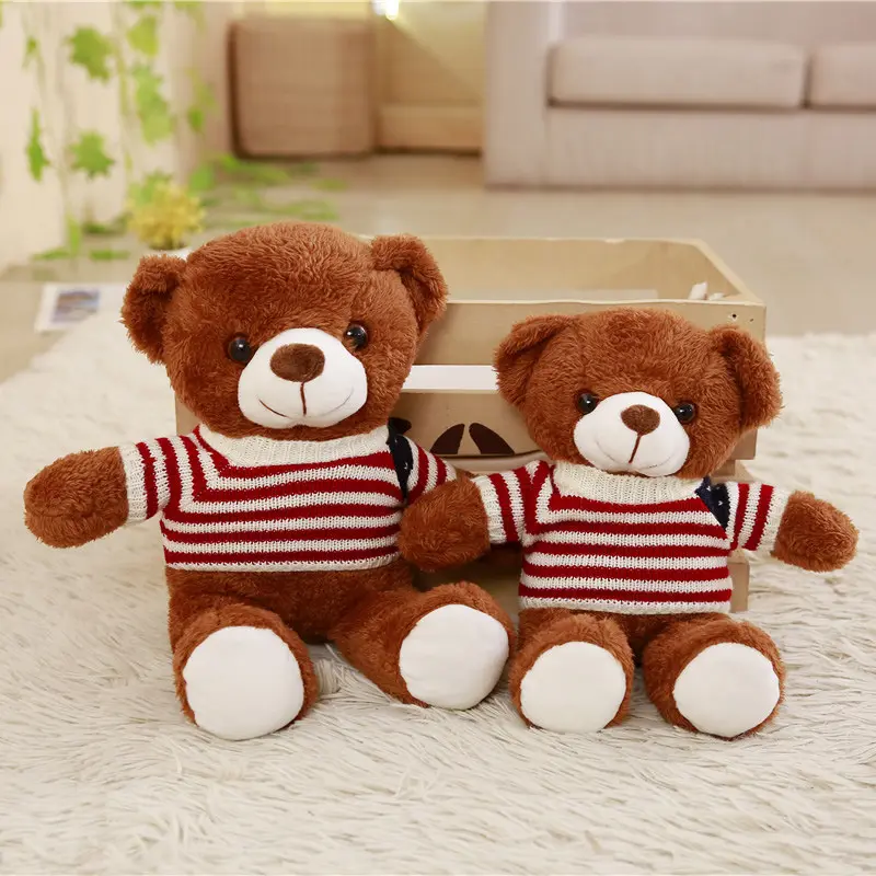 Hochwertiges Plüsch gefülltes braunes kleines Teddybär spielzeug mit T-Shirt Kinder geschenk 20cm Klauen puppe