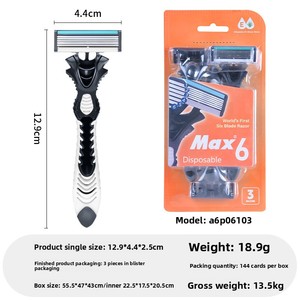 Siêu Thị Tốt Nhất Người Bán Chi Phí Hiệu Quả <span class=keywords><strong>3</strong></span>-Gói Dùng Một Lần Dao Cạo Với Nhựa Xử Lý Thép Không Gỉ Sáu Lớp Lưỡi Cho Khuôn Mặt Sử Dụng - Product Image 4