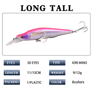 Señuelo de Pesca Luya Yagami Minnow Nuevo 9g 12g Sumergible para Todas las Capas de Agua con Gancho de Sangre y Ranura, Cebo Artificial de Plástico, Producto de Pesca - Product Image 3