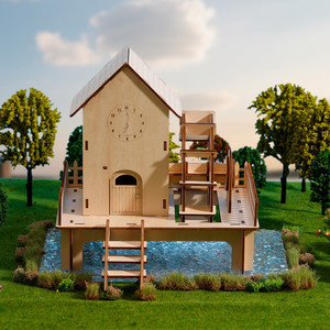 Modèle de bâtiment de style européen, <span class=keywords><strong>puzzle</strong></span> 3D en bois, maison à assembler soi-même, villa créative, jouet artisanal, âges 6-13 - Product Image 3