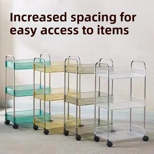 Großhandel Transparenter Acryl-Rollwagen mit Rädern Mehrstöckiger Durchsichtiger Aufbewahrungswagen Luxuriöses Bodenorganisationsregal - Product Image 2