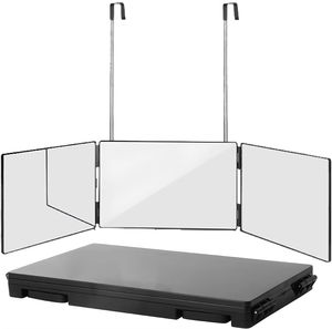 Espejo de Maquillaje Cuadrado Portátil LED Tríptico con Luz de Altura Ajustable y Cristal HD de 3 Vías para Auto-Corte de Cabello - Product Image 4