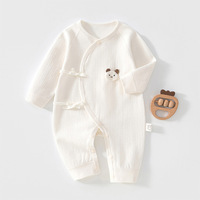 Combinaison Kimono pour Bébé Nouveau-né en Coton Doux et Respirant à Manches Longues avec Lacets, Combinaison Décontractée pour Bébé Printemps Automne, Motif Cartoon, Usage Quotidien à la Maison