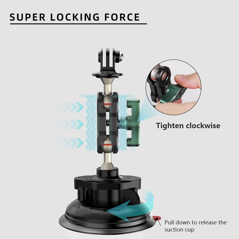 Supporto Ventosa Action Cam Fututech Supporto Ventosa Auto - Regolabile 360° Per Action Cam Dji Osmo