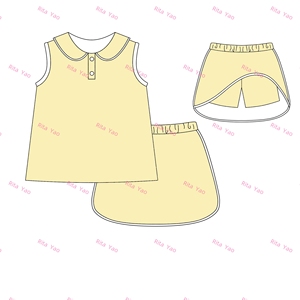 Conjunto de Falda-Pantalón de Algodón para Niña, Camiseta sin Mangas con Cuello Redondo, Falda de <span class=keywords><strong>Tenis</strong></span>, <span class=keywords><strong>Ropa</strong></span> Deportiva sin Mangas para Niños - Product Image 3