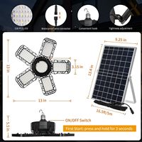 Luz de cobertizo con energía solar Luz colgante solar con control remoto Panel solar grande con 228 LED 5 cabezas luz solar portátil