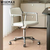 WISEMAX FURNITURE Chaise de bureau pivotante en cuir de style nordique pour la maison et le bureau, chaise de bureau ergonomique pour la salle d'étude