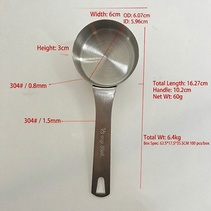 Tasses à mesurer en acier inoxydable DF922, 1/8 tasse (60 ml) et 1/6 tasse (80 ml), outils de cuisine durables pour un usage domestique en toutes saisons - Product Image 3