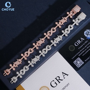 Hip Hop 925 Silver Cross Moissanite Chain <b>Bracelet</b> Rhodium Plated <b>Infinity</b> Style Link Unisex Luxury Everyday Wear - Product Image 2