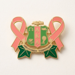 Pins de Esmalte Personalizados de Moda, de Latón Chapado en Oro 3D, con Esmalte Duro y Perlas, en Colores Rosa Salmón y Verde Manzana, Estilo Griego - Product Image 3