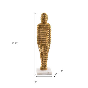HMS 21 \ "scultura da tavolo in alluminio e bianco e marmo mummia - Product Image 6