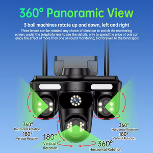 Nouvelle caméra panoramique à trois écrans, vision nocturne couleur, 15MP haute définition, WiFi 4G, étanche <span class=keywords><strong>IP67</strong></span>, prise en charge de la carte mémoire CMOS - Product Image 3