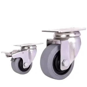 HS 3"4"5"6"8" Swivel castor wheels stainless steel 3 inch hand trolley conductive caster anti-static TPR rubber caster