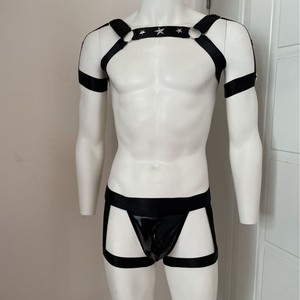 Ensemble de harnais de bondage sexy pour hommes, harnais de poitrine en polyester élastique, sangles pour hommes, costume gay, lingerie pour jeux nocturnes - Product Image 3