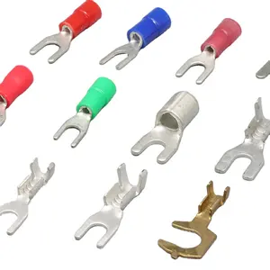 Spade Crimp Fork Terminal Wire Electrical Connectors Insulated Cable Ends Lug Fork Y Type 4 6 8 10 12 Gauge Awg Blue Yellow Red
