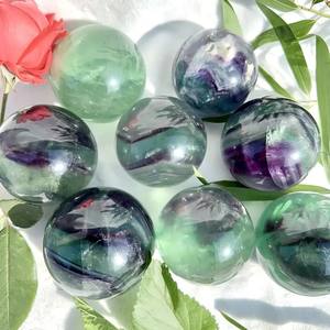 Wholesale Hand Carved <b>Crystal</b> Ball rainbow Fluorite Sphere Healing Quartz <b>Crafts</b> for Decoration - Product Image 5