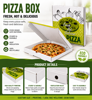 Boîte à pizza en papier kraft avec logo personnalisé, qualité alimentaire, 8, 10, 12, 14, 15, 16 pouces, boîte d'emballage pour pizza à emporter, carton ondulé