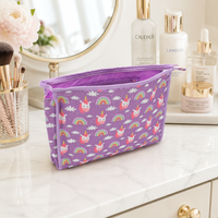 Sac à cosmétiques en Polyester imprimé licorne arc-en-ciel, pochette de toilette de voyage à plusieurs compartiments, sac de rangement de maquillage Portable