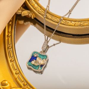 Collier en Acier Inoxydable Chic Art avec Pendentif Goutte d'Huile Émaillée et Perle Géométrique pour Femme, Chaîne en Acier Inoxydable avec Breloque - Product Image 5