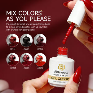 AiBevoow OEM Professional <b>Nail</b> Supplier <b>Nail</b> Painting 6 Pieces 15ML Gel Polish <b>Set</b> Soak Off Long Lasting Rose Red Series UV Gel - Product Image 2