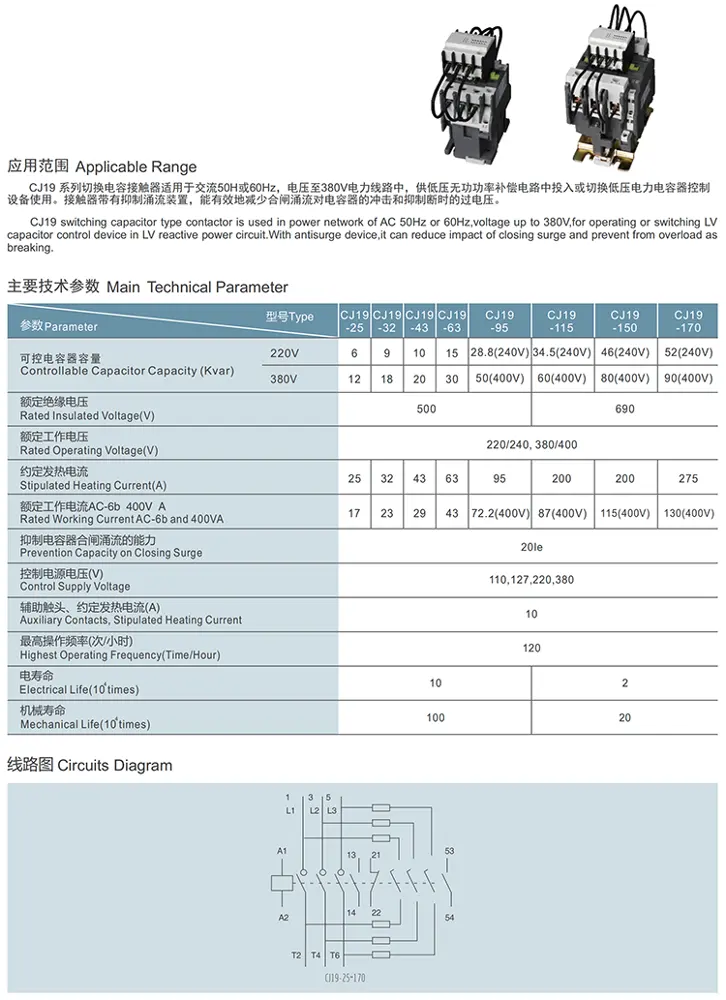 CJ19-115 115A lc1 d115 ac Контактор переменного магнитного контактора cj20 160 для коэффициента мощности