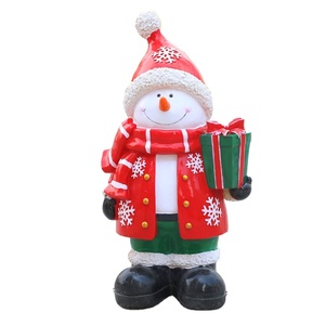 Decoración Navideña de Resina para Exteriores de 38*26*68cm con Esculturas Temáticas de Navidad, Incluye Santa Claus y Muñeco de Nieve - Product Image 1