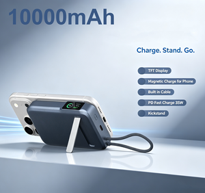 พาวเวอร์แบงค์แม่เหล็กไร้สาย 10000mAh ชาร์จเร็ว PD22.5W สาย Type-C ในตัว หน้าจอ TFT พร้อมขาตั้งโทรศัพท์ พกพาสะดวก - Product Image 2