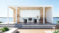 Pergola Louvered Bermotor Pintar dari Paduan Aluminium Kekuatan Tinggi Model 163, Tahan UV, Gazebo Teras Luar Ruangan
